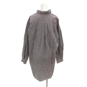 ENFOLD スキッパーシャツ チュニック 38 長袖 ストライプ柄 紺 ネイビー 白 ホワイト /NU GY61