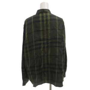 BURBERRY ブラウス ボウタイ チェック シルク 48 グリーン