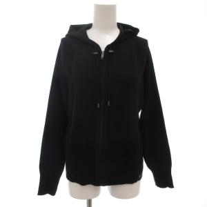 ニットジップアップパーカー フーデット ホース刺繍 ウール 4 黒 ブラック /GV GY61