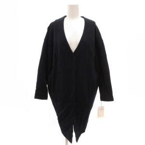 タグ付き コクーンコート ノーカラー ミドル丈 38 紺 ネイビー /JS GY61