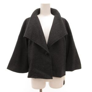 ビッグカラーコート ショート丈 ウール フレア袖 38 グレー /JS GY61