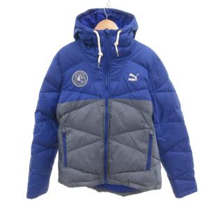 ダウンジャケット ロゴ ワッペン XL 青 ブルー /JS GY61