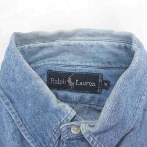 RALPH LAUREN シャツ M 青 ブルー ボタンダウンカラー ロゴ刺繍 長袖 /NL GY61