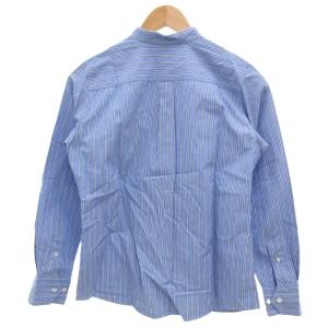 RALPH LAUREN 美品 シャツ 11 青 ブルー ストライプ柄 バンドカラー 長袖 /SJ GY61