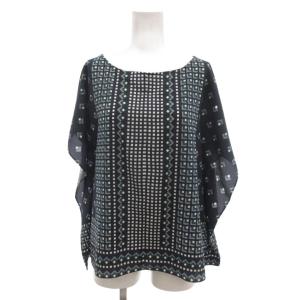 カットソー ブラウス 2 紺 ネイビー 幾何学模様 ボートネック 半袖 ドルマンスリーブ /KR GY61