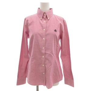 美品 ボタンダウンシャツ S ピンク 長袖 ロゴ刺繍 /KR GY61