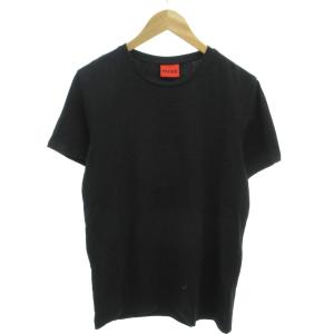 美品 Tシャツロゴプリント ラウンドネック 半袖 L 黒 ブラック /YJ GY61