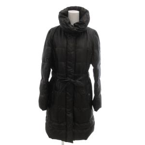ダウンコート ミドルハーフ丈 40 黒 ブラック ハイネック ベルト付き /NL GY61