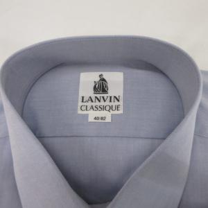 LANVIN タグ付き ワイシャツ 40-82 長袖 無地 青 ブルー /AE GY61