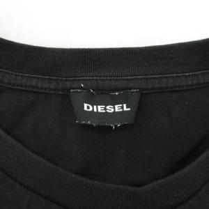 DIESEL Tシャツ 半袖 ロゴプリント 斜め切り替えデザイン M 黒 ブラック 赤 レッド /YJ GY61