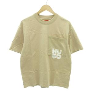 美品 Tシャツ 半袖 ポケット付き ロゴプリント L ベージュ /YJ GY61