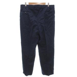 dunhill スポーツ SPORT スラックス パンツ センタープレス ツータック ウール 92 紺 ネイビー /GV