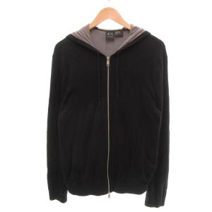 ダブルジップアップパーカー フーディー 薄手 L 黒 ブラック /YJ GY61