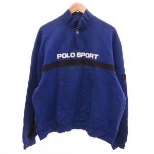 RALPH LAUREN スウェット トレーナー ボタン ロゴ プリント XL 青 ブルー /JS GY61