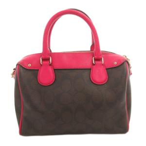 COACH ハンドバッグ ショルダー 2WAY PVC シグネチャー ピンク 茶 ブラウン /FF GY61