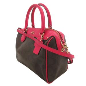 COACH ハンドバッグ ショルダー 2WAY PVC シグネチャー ピンク 茶 ブラウン /FF GY61