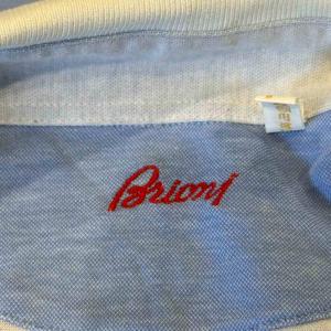 BRIONI ポロシャツ 半袖 無地 L 青 ブルーGY61