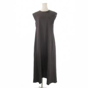ワンピース 38 茶 ブラウン 無地 クルーネック ノースリーブ ロング丈 /CK34 GY61