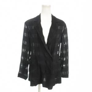 テーラードジャケット 上着 36 黒 ブラック シアー素材 格子柄 長袖 /AO21 GY61