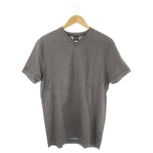 Tシャツ M REGULAR FIT グレー 黒 ブラック 細かいストライプ柄 Vネック 半袖 /CK8