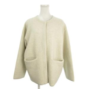 カーディガン 比翼 ベージュ 無地 ノーカラー 長袖 /MN7 GY61