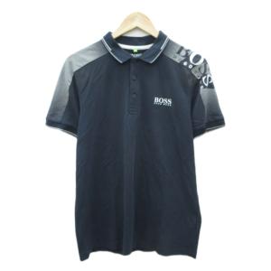 ポロシャツ M 紺 半袖 ロゴプリント ポロカラー /SY57 GY61