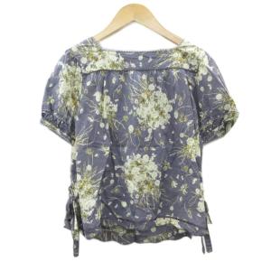 PINK HOUSE ブラウス カットソー 半袖 紫 花柄 スクエアネック /SY61 GY61