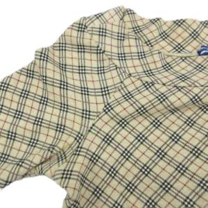 BURBERRY BLUE LABEL カットソー 38 アイボリー ノバチェック柄 ボートネック 七分袖 FA559-159 /YS34 GY61