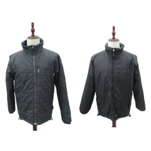 中綿ジャケット ミドル丈 L 黒 ブラック スタンドカラー リバーシブル /HO32 GY61