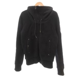 ニットパーカー ジャケット フード切替 XL 黒 ブラック /UO GY61