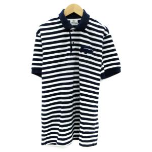 ポロシャツ 半袖 ポロカラー ボーダー柄 パイル地 4 紺 ネイビー /SM11 GY61