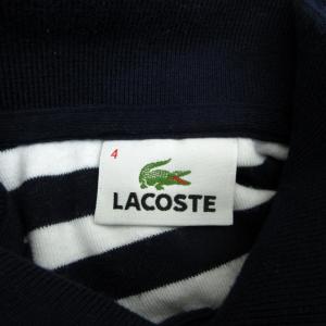 LACOSTE ポロシャツ 半袖 ポロカラー ボーダー柄 パイル地 4 紺 ネイビー /SM11 GY61