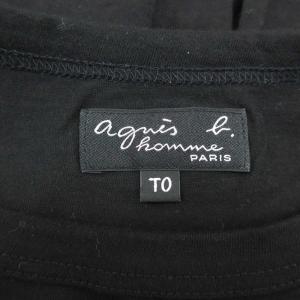 Agnes b. homme Tシャツ カットソー 半袖 ロゴプリント T0 黒 ブラック /SM12 GY61