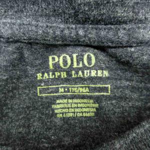 POLO RALPH LAUREN Tシャツ カットソー 半袖 Vネック ロゴ刺繍 M チャコールグレー /SY14 GY61