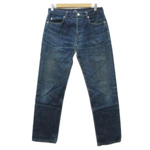 デニムパンツ ジーンズ ストレート アンクル丈 31 紺 ネイビー ボタンフライ /HO42 GY61