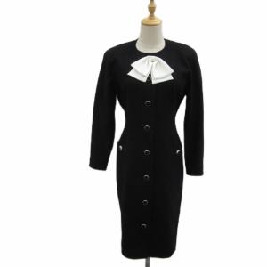 ノーカラーコート 9AR 黒 ブラック 無地 リボン付き ロング丈 /YS1 GY61