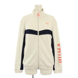 トラックジャケット スタンドカラー アウター ジップアップ ショート丈 ストレッチ ロゴ プリント M