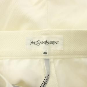 YVES SAINT LAURENT ワイドパンツ タック ジップフライ 無地 ワンカラー 36 白 ホワイト /BB GY61