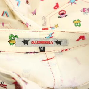 ALBEROBELLO スラックスパンツストレート ジップフライ ストレッチ 総柄 M アイボリー /BB GY61