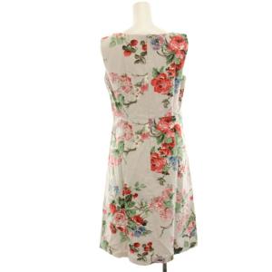 LAURA ASHLEY ワンピース 7 グレー 赤 レッド 水色 ライトブルー 花柄 プリント ノースリーブ ひざ丈 /HN GY61