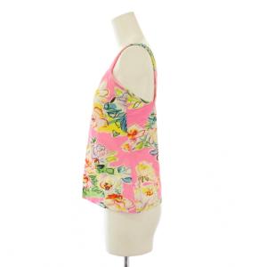 KENZO タンクトップ スクエアネック ショート丈 ストレッチ 花柄 38 ピンク /BB GY61
