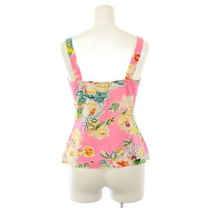 KENZO タンクトップ スクエアネック ショート丈 ストレッチ 花柄 38 ピンク /BB GY61