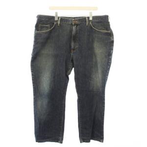 デニムパンツ ジーンズ ジップフライ ロゴパッチ W44 紺 ネイビー /BB GY61