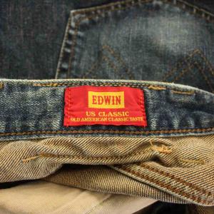 EDWIN デニムパンツ ジーンズ ジップフライ ロゴパッチ W44 紺 ネイビー /BB GY61