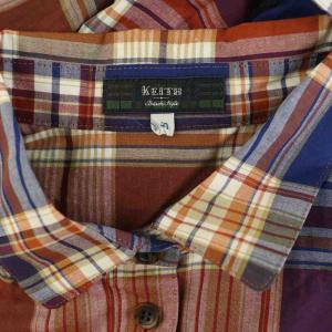 KEITH チェックシャツワンピース ロング 半袖 ベルト付 40 レッド /MY OS GY58