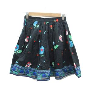 フレアスカート ミニ丈 38 マルチカラー 花柄 刺繍 /SM29 GY58