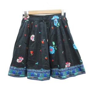 KENZO フレアスカート ミニ丈 38 マルチカラー 花柄 刺繍 /SM29 GY58