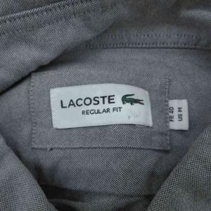 LACOSTE カジュアルシャツ 40 L グレー 長袖 ボタンダウン ロゴ /SY45 GY58