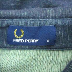 FRED PERRY ポロシャツ 半袖 S 紺 アーガイルチェック柄 ロゴ刺繍 /SY4 GY58
