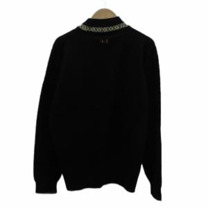 DAKS ニット セーター ハイネック カシミヤ L 黒 ブラック 長袖 刺繍 /HO9 GY58
